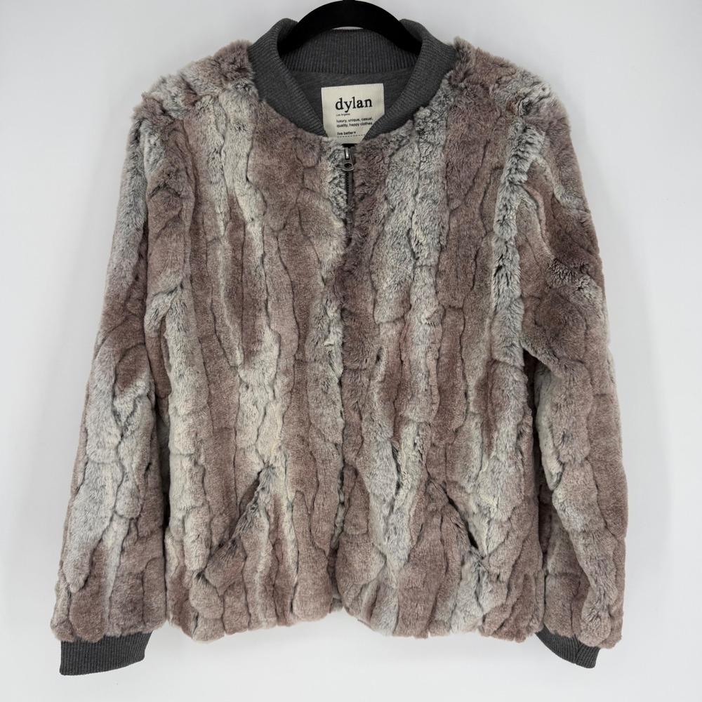 DYLAN LOS ANGELES FAUX FUR BOMBER JACKET SMALL CASUAL STREETWEAR TEDDY PLUSH